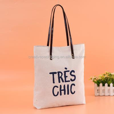 China Eco-Friendly Wholesale Printed Luxury Leather Tote Bag Canvas Handle For Promotion Tote Bag Canvas for sale