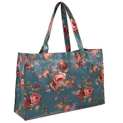 China Patent PU Waterproof Flower Printed Shopping Bag for sale