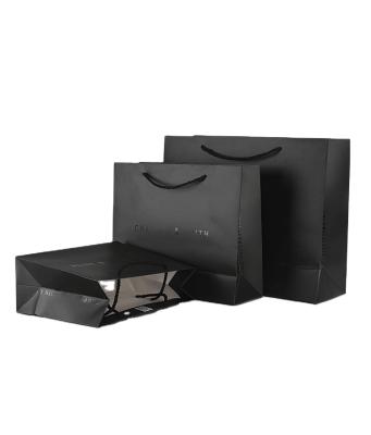 China Wholesale Recyclable Custom Logo Black Paper Bags With Handles Customized Paper Bags for sale