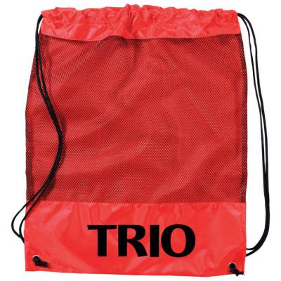 China Small Polyester Eco-friendly Wholesale Nylon Gym Mesh Drawstring Backpack Bag For Outdoor for sale