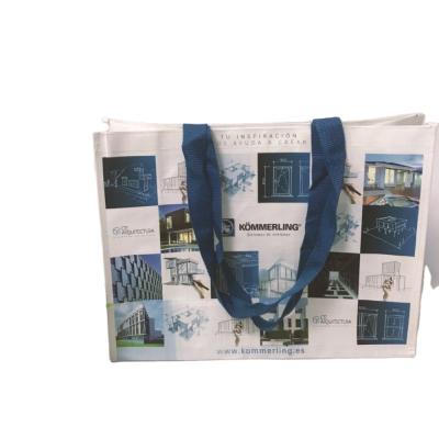 China Eco-friendly custom bopp laminated pp woven shopping bag with strong pp webbing handles for sale