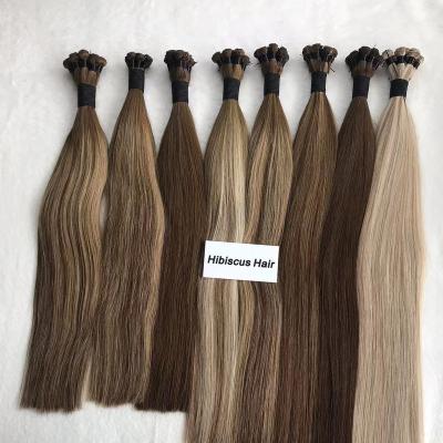 China 100% unprocessed Russian hair Cuticle Aligned Remy Virgin Handtied Weft Double Drawn Hair Extensions for sale