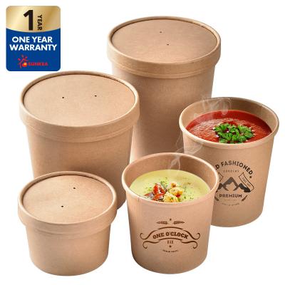 China Biodegradable Custom Printed Disposable Hot Soup Bowls , Kraft Paper Soup Cup for sale