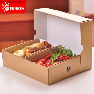 China Disposable Disposable Custom Printed Large Kraft Paper Food Tray Take Out Box for sale