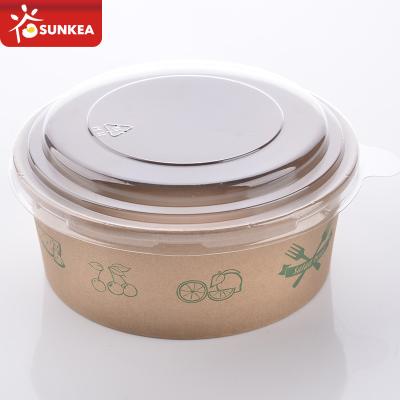 China Sunkea Biodegradable Porcelain Large Disposable Paper Salad Bowl With Lid for sale