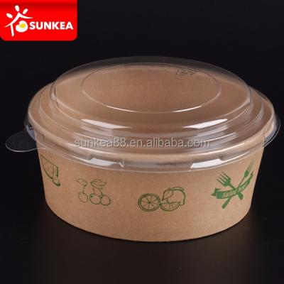 China Biodegradable Salad Paper Size 40oz Serving Bowls With Clear Lids for sale