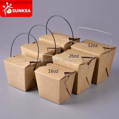 China Disposable Disposable Paper Take Out Noodle Box With Handle for sale