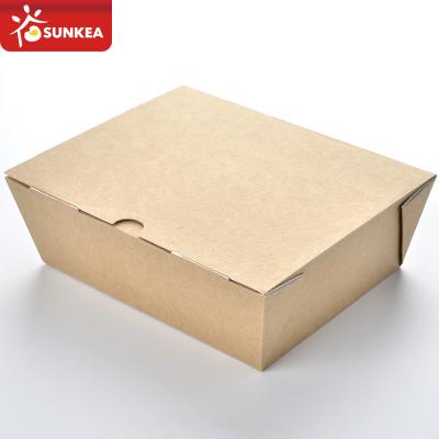 China Disposable Self Lock 3 Layer Kraft Paper Takeout Food Box for sale