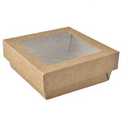 China Custom Disposable Clear Window Kraft Paper Cupcake Boxes Packaging for sale