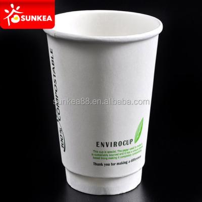 China Biodegradable Eco Friendly PLA Lined 16oz Double Wall Printed Paper Coffee Cup for sale