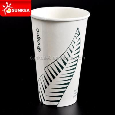 China Biodegradable Eco Friendly PLA Lined Single Wall Printed Paper Coffee Cup 16oz for sale