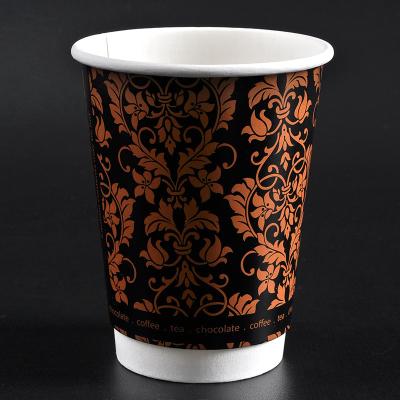 China Double Wallpaper 12oz Biodegradable Disposable Coffee Cup With Cover for sale