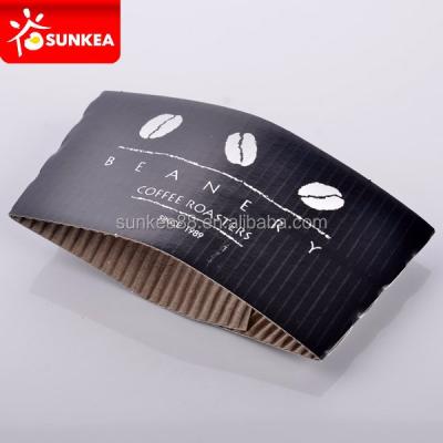 China Custom Black Biodegradable Disposable Printed Coffee Sleeve Cup Hot Sleeve for sale