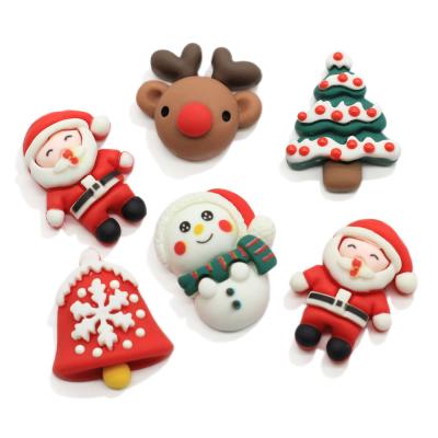 China 100PC Resin Miniature Santa Snowman Trees Deer Hair Bow Center Millimeter DIY Flat Back Embellishments Christmas Decorations Scrapbooking for sale