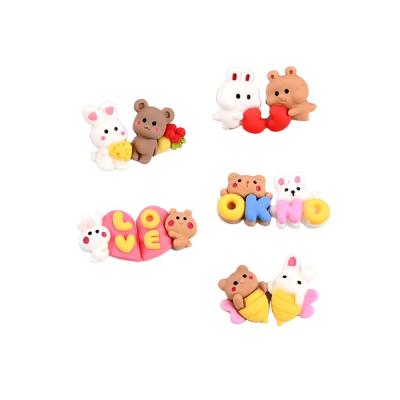 China 100Pcs Kawaii Valentines Cartoon Animals Resin Cabochon Scrapbooking Hair Bows Flat Back Center Decoration MM DIY Accessories for sale