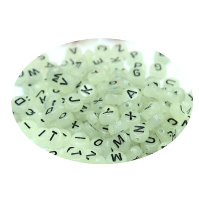 China Jewelry Making Craft New Luminous Acrylic Beads Translucent Flat Coin Round Noctilucence Letter Beads For Bracelet Necklace Jewelry Making DIY for sale