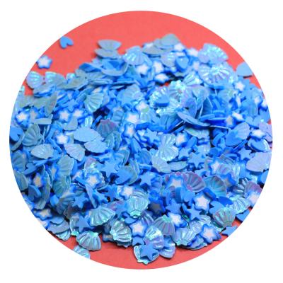 China Nail Art Slime Fillings Decoration Clay Slice Mixed Heart Star Shell Hot Clay Sprinkles For Nail Art Series Polymer Hot Selling Lake Blue for sale