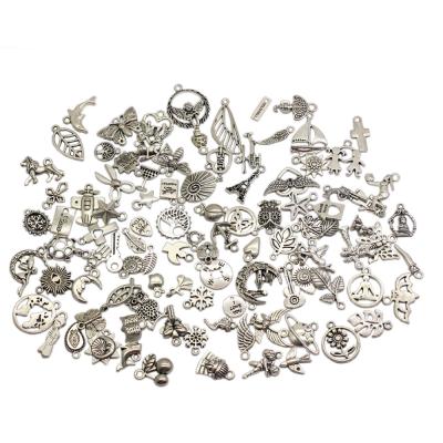 China 100pcs Mixed Tibetan Silver Alloy Metal Dangle Beads Charms Jewelry Bracelets Earrings Necklace Making DIY Craft Art Charms Mm for sale