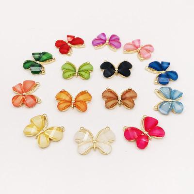 China 100pcs/lot Stained Glass Butterfly Alloy Metal Buttons Craft Flatback Button Jewelry For Hair Accessories DIY Wedding Card Decor 22*28MM for sale