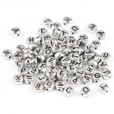 China Cute Acrylic Russian Letter Loose Spacer Beads Flat Around Russian Alphabet Charms For Bracelet Necklace Jewelry Making Accessories for sale