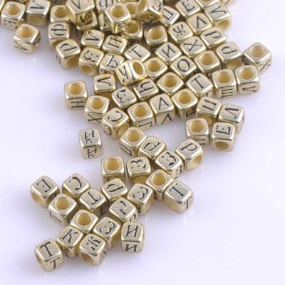 China 500g/Pack 6*6MM Cute Hot Selling Square Shape Acrylic Plastic Russian Letter Beads For Bracelet Necklace Jewelry Making DIY for sale