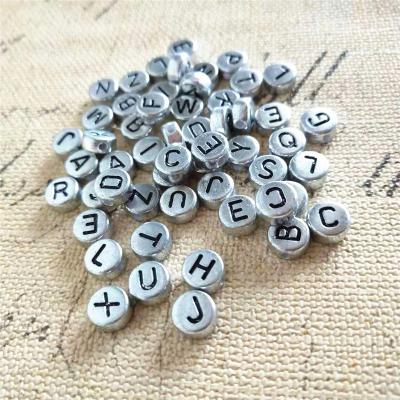 China Other Wholesale Round Chunky Letter Number Alphabet Loose Metallic Jewelry Making DIY Bead Spacer Charm for sale