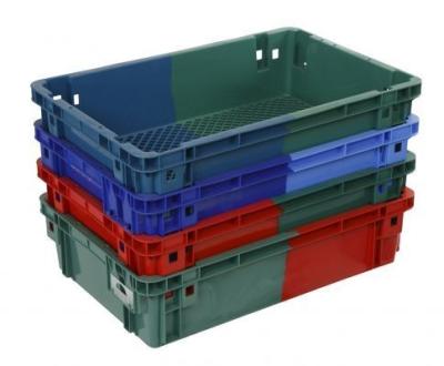 China HEAVY DUTY HIGH Bi-Color VENTED PLASITC CRATE FOR FOOD PROCESSING OR METAL PARTS for sale