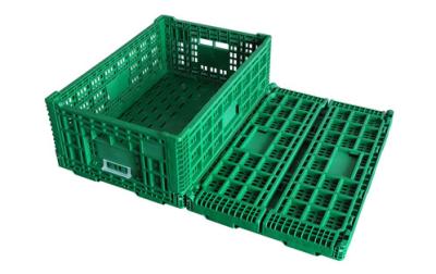 China EURO Agricultural Attached Lid Collapsible Plastic Baskets &  Folding Vented Baskets for sale