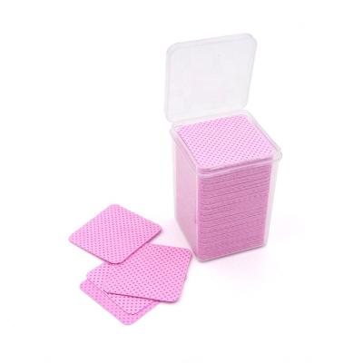 China Professional Pink White Eyelash Adhesive Remover Eyelash Extension Tools Cleaning Wipes Glue Lint Free Spout Eyelash Pad Cotton Cleaning Cloths for sale