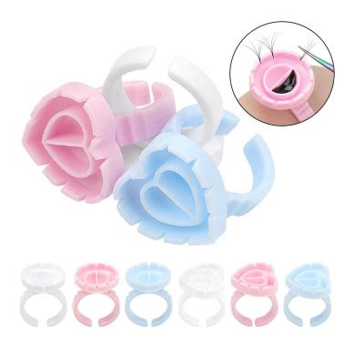 China Eyelash Extensions Salon Supplies Disposable Pink Plastic Dye Ring Ink Cups Holder Tools Eyelash Extension Glue Rings Tattoo for sale