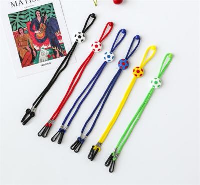 China Soft Touch Wholesales Cartoon Face Football Rope Ear Strap Extension Adjustable Kids Masking Lanyard for sale