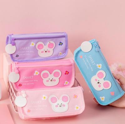 China Creative Design Large Capacity Double Zipper Pen Box Large Capacity Double Layer School Pencil Case For Girls Gifts for sale