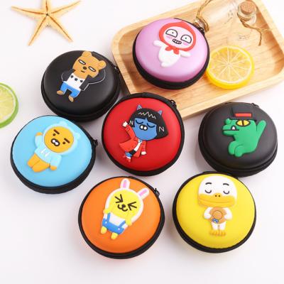 China Storgae Customize PVC Round Travel Mini Portable Earbud Case Earphone Case Pouch Storage Carrying Bag for sale