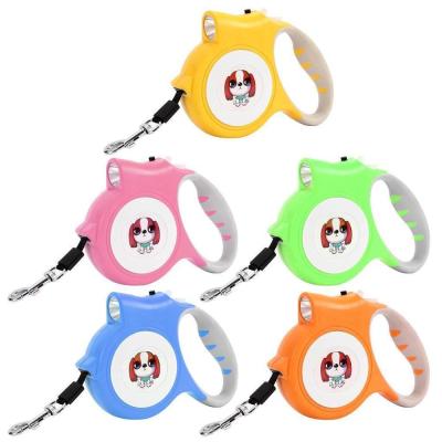 China Custom Print DETACHED Logo Nylon Puppy Leash Heavy Duty Smart Led Retractable Dog Leash With Light for sale