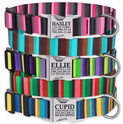 China Durable Personalized Engraved Dog Collar Side Release Buckle Nylon Collars For Dogs for sale