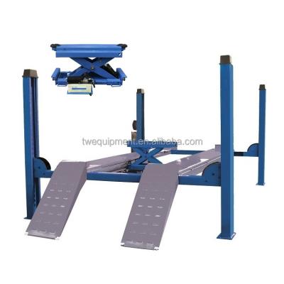 China Hydraulic Car Lift 4 Post With Alignment CE Certification Cheap Hydraulic 4 Post Auto Lift With Wheels For 4ton (9000lb) Bearing for sale