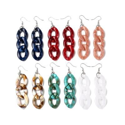 China Pandahall FASHIONABLE Acrylic Brass Earring Restraint Chain Dangle Earrings for sale