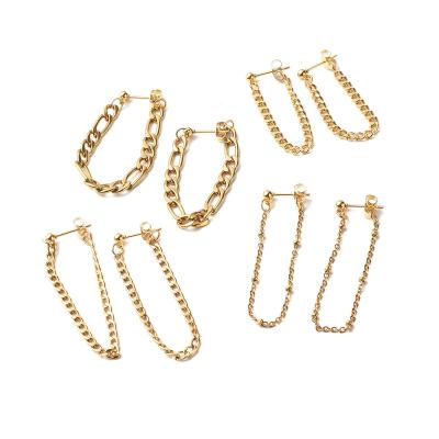 China TRENDY PandaHall 304 Stainless Steel Ear Wire Chain Shape To Dangle Stud Earring for sale