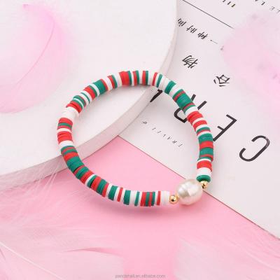 China PandaHall CLASSIC Mixed Color Acrylic Imitate Pearl Beads Polymer Clay Heishi Stretch Bracelets for sale