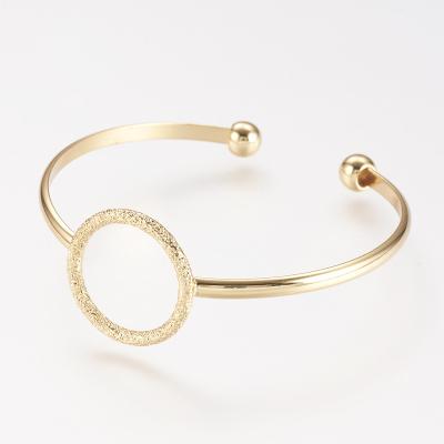 China PandaHall TRENDY 18K Real Gold Plated Brass Cuff Bracelet for sale