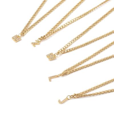 China PandaHall TRENDY Real 18K Gold Plated Brass Micro Pave Clear Cubic Zirconia Initial Letter Pendant Necklaces for sale