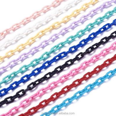 China PandaHall 8mm Acrylic Mixed Color Oval ABS Plastic Cable Chains For Jewelry Making for sale