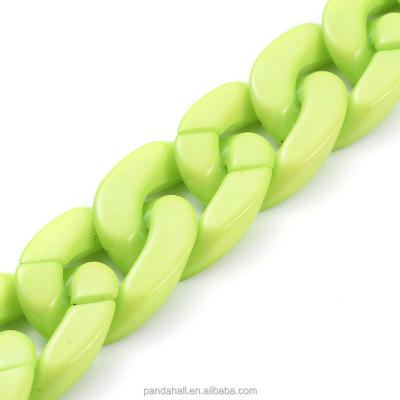 China PandaHall Acrylic Lime Handmade Opaque Acrylic Restrictor Chains Twisted Chains For Jewelry Making for sale