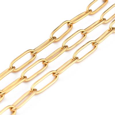 China 304 Stainless Steel Vacuum Plating 304 Stainless Steel Paperclip Gold Chains PandaHall 4mm for sale