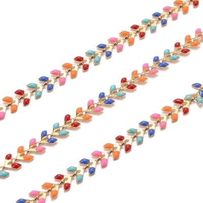 China 304 PandaHall 304 Stainless Steel Spikes Colorful Enamel Gold Chains for sale