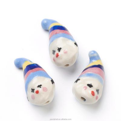 China PandaHall 26mm Clown Colorful Handmade Porcelain Ceramic Beads for sale