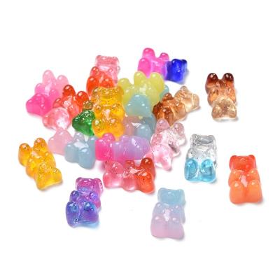 China Pandahall Resin Mixed Powder Two Tone Bear Resin Color Glitter Cabochons for sale