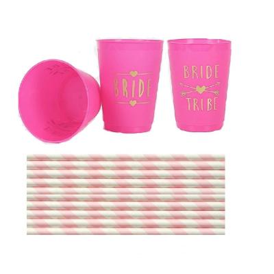 China 2018 Party Decoration Bride Tribe Bachelor Party Cups Bridal Shower Straws Decoration Set For Bachelor Party for sale