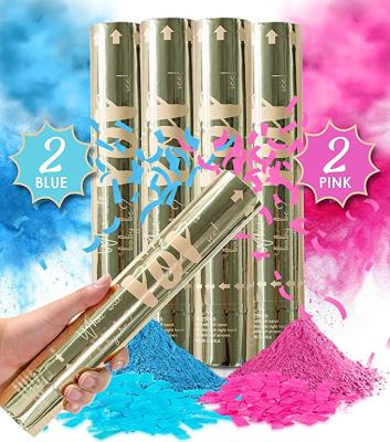 China Amazon Hot Selling Baby Shower Wholesale Gender Reveal Confetti Cannon 4 Pink Gender Reveal Smoke Cannon Party Supplies for sale