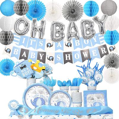 China Disposable OH BABY Elephant Baby Shower Decorations For Boy Its A Boy Babyshower Decorations Baby Shower for sale